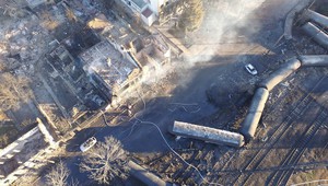 Дерайлиралите цистерни в Хитрино - поглед от въздуха