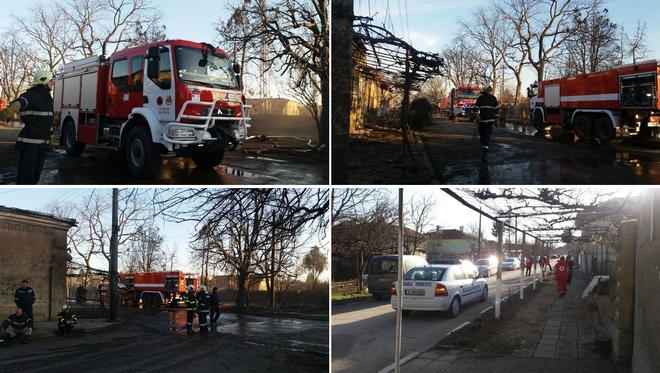 Пожарникари, полиция и спасителни екипи в Хитрино