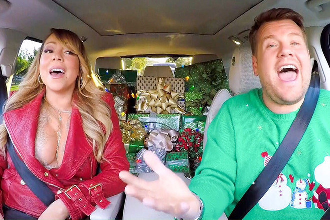 Maraya keri v kolednoto avtokaraoke na dzheyms kordan