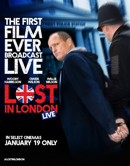 Уди Харелсън на плакат за "Изгубен в Лондон на живо"