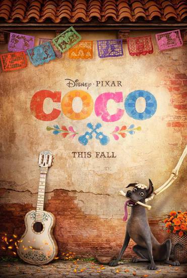 Кучето Данте на плакат за Coco на "Дисни" и "Пиксар"
