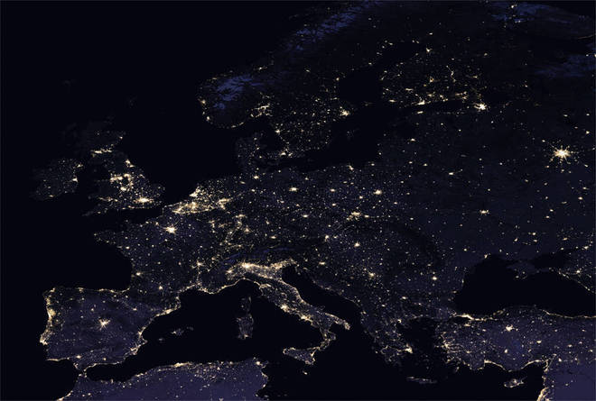 Evropa noshtno vreme ot kosmosa