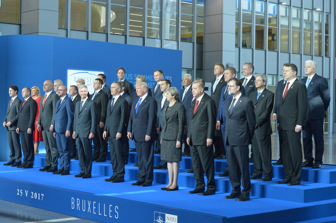 Лидерите от НАТО на срещата в Брюксел, 25 май 2017 г.