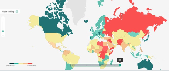 Глобалният индекс на мира за 2017 г.