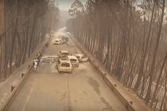 Izgoreli avtomobili v portugaliya zasneti s dron