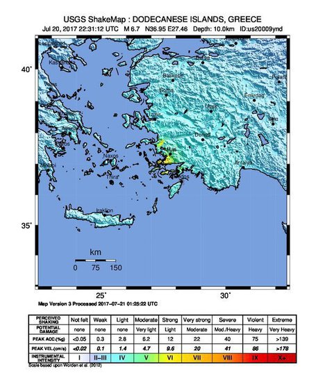 Земетресението по Егейското крайбрежие, 21 юли 2017 г.