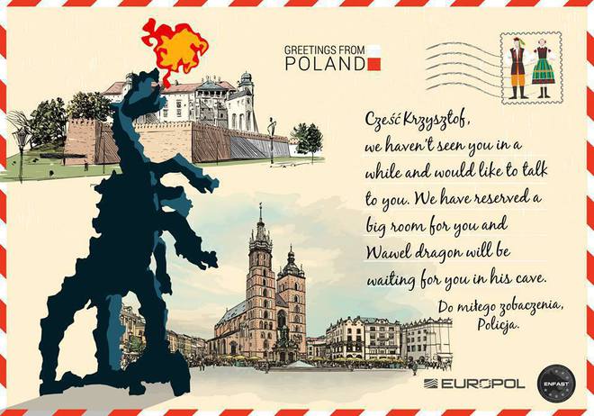 Картичката на Европол до Полша