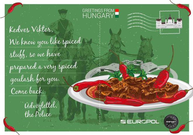 Картичката на Европол до Унгария