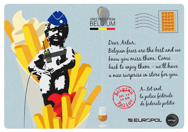 Картичката на Европол до Белгия