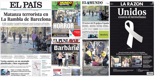 Испанската преса след атентата в Барселона