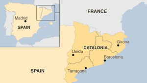Каталуния върху картата на Испания
