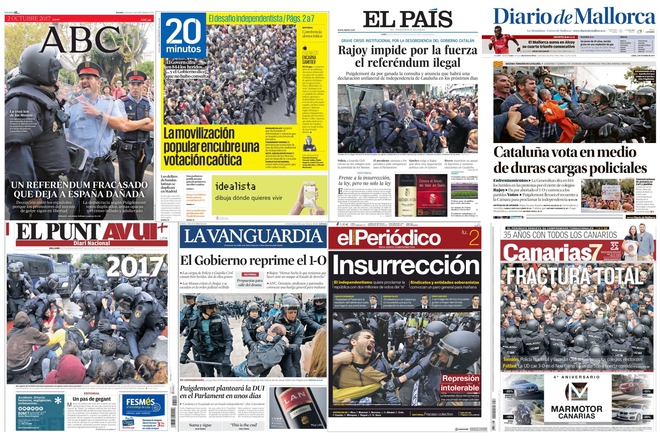 Ispanskata presa sled referenduma na 1 oktomvri