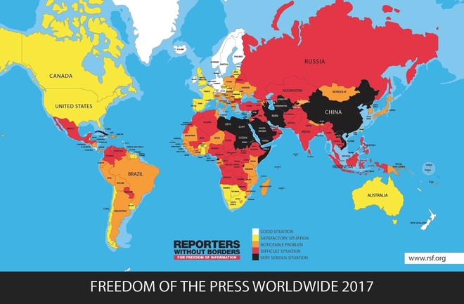 Свободата на печата по света през 2017 г.