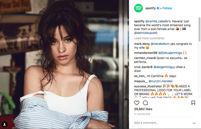 Камила Кабейо - номер 1 в Spotify