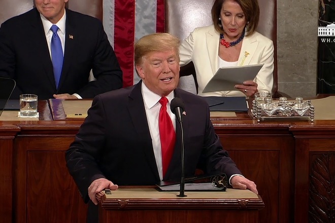 Donald tramp proiznasya godishnata si prezidentska rech prez 2019 g