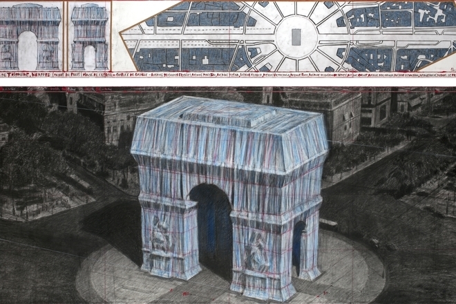 Triumfalnata arka v parizh opakovana ot kristo i zhan klod skitsa