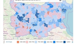 Заплатите в България по общини - инфографика