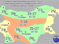 Sredna mesechna temperatura i valezhi za avgust